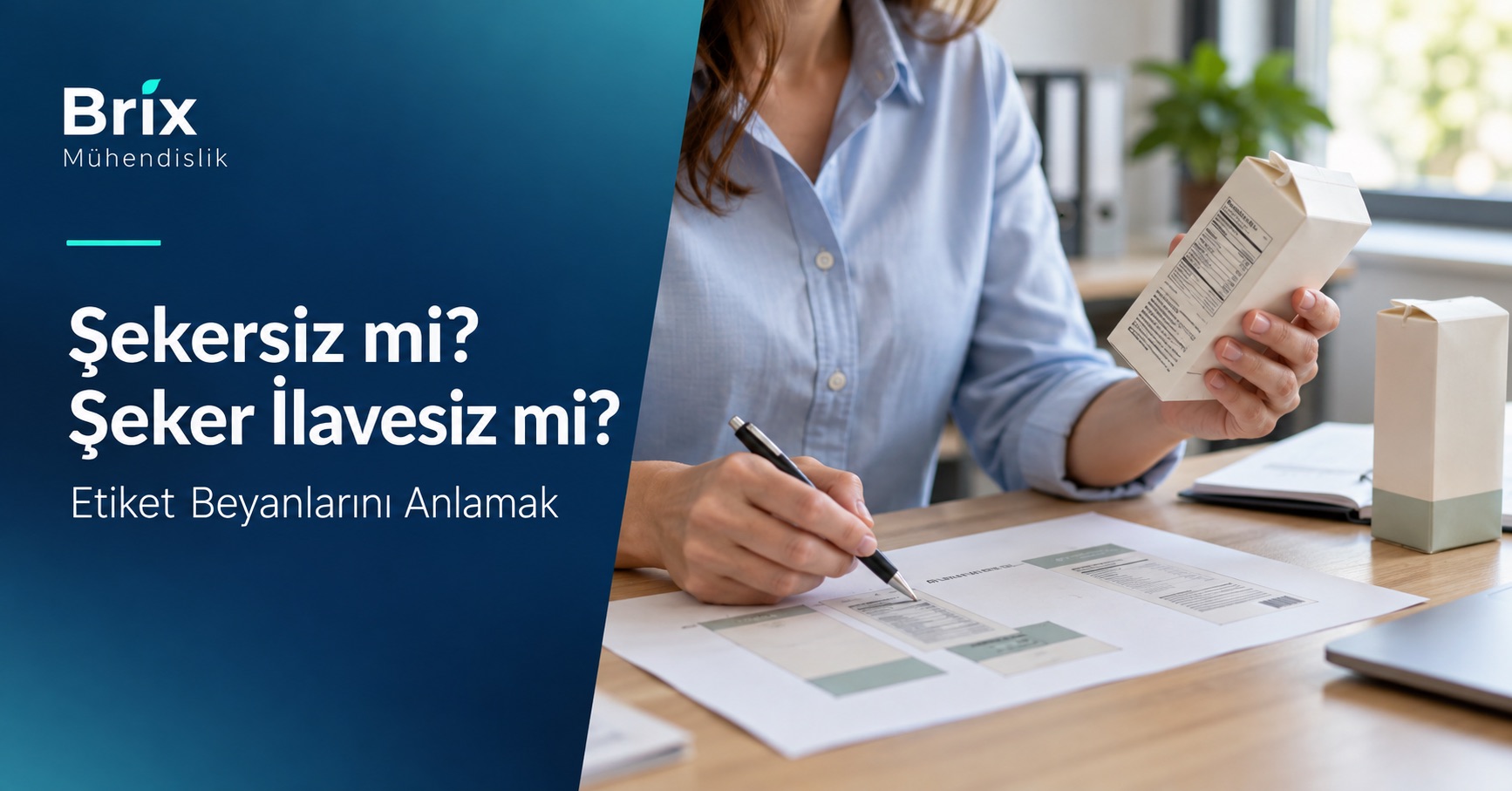 Şekersiz ve şeker ilavesiz beyanları için ambalaj etiketini ve baskı provasını inceleyen uzman